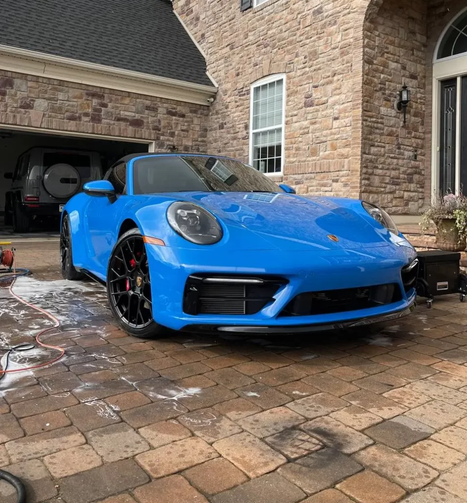 boss auto detail and wash exterior blue porsche car detailed in bucks county