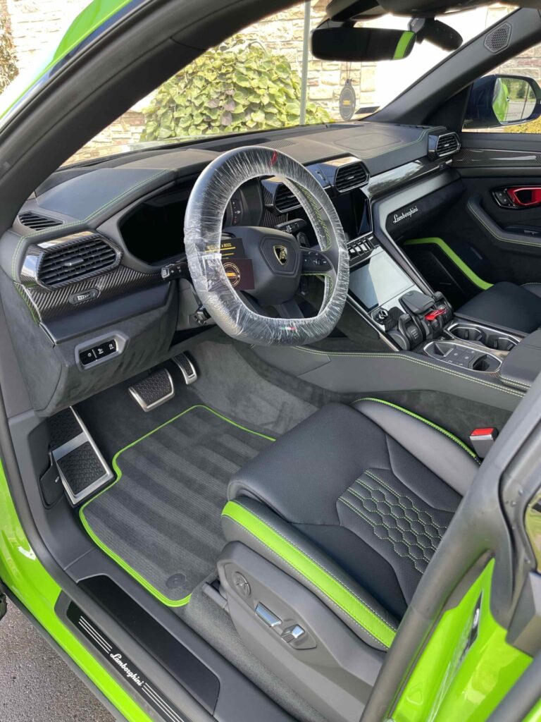 boss auto detail and wash car detailing service complete on interior of green lamborghini uris